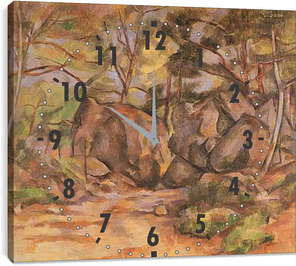 Часы картина - Paysage forestier aux rochers (vers). Поль Сезанн