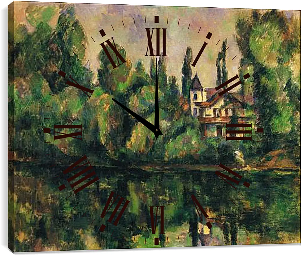 Часы картина - Les Bords de Marne (vers). Поль Сезанн