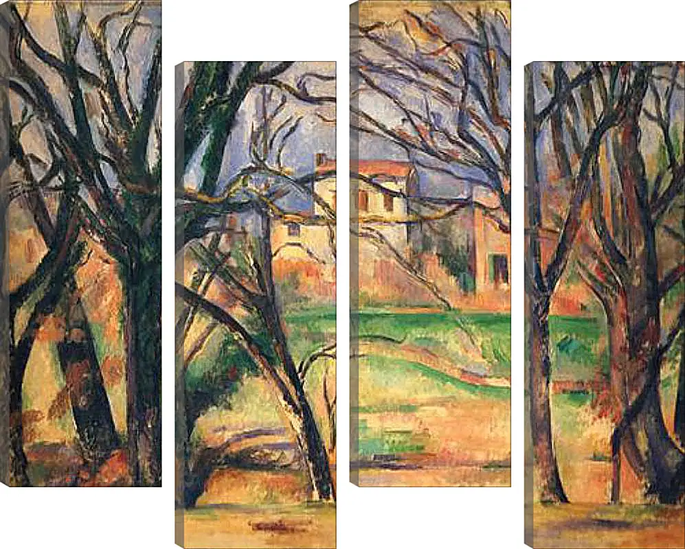 Модульная картина - Arbres et Maisons (vers). Поль Сезанн