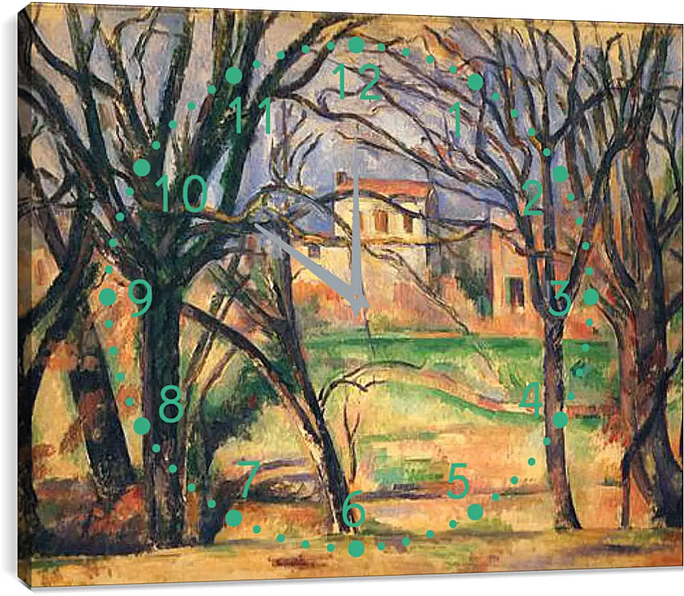 Часы картина - Arbres et Maisons (vers). Поль Сезанн