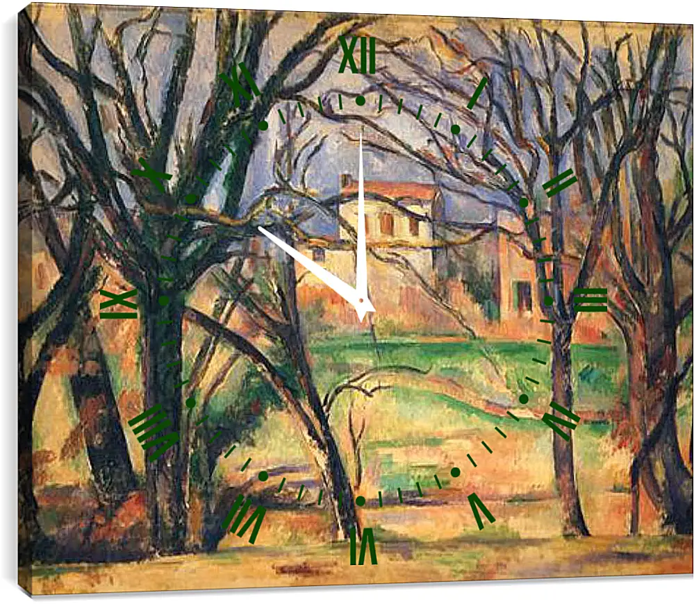 Часы картина - Arbres et Maisons (vers). Поль Сезанн
