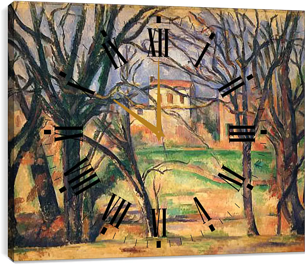 Часы картина - Arbres et Maisons (vers). Поль Сезанн