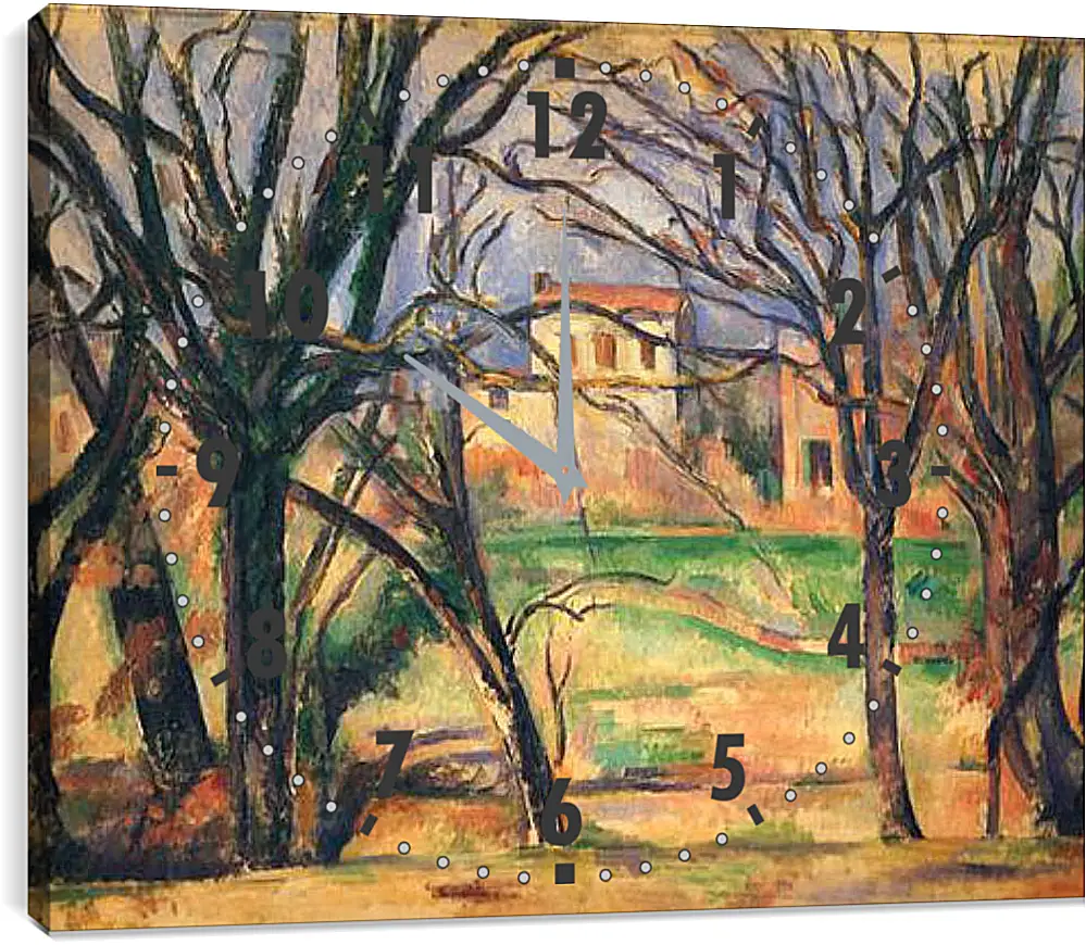 Часы картина - Arbres et Maisons (vers). Поль Сезанн