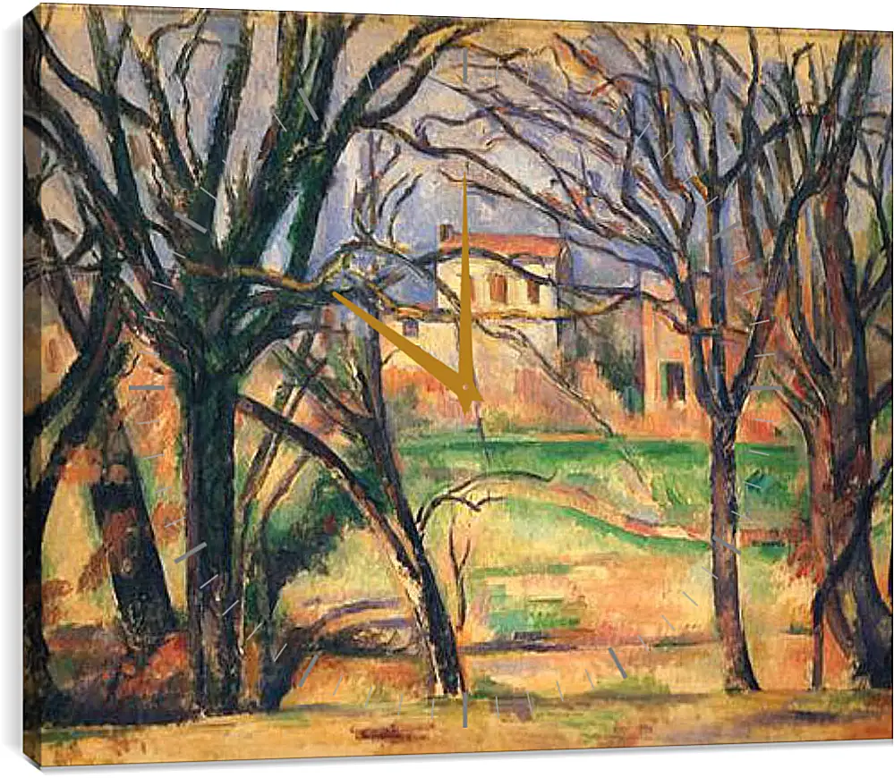 Часы картина - Arbres et Maisons (vers). Поль Сезанн