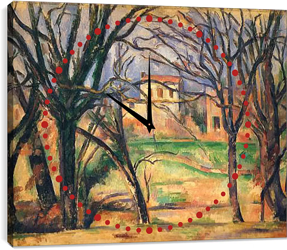 Часы картина - Arbres et Maisons (vers). Поль Сезанн