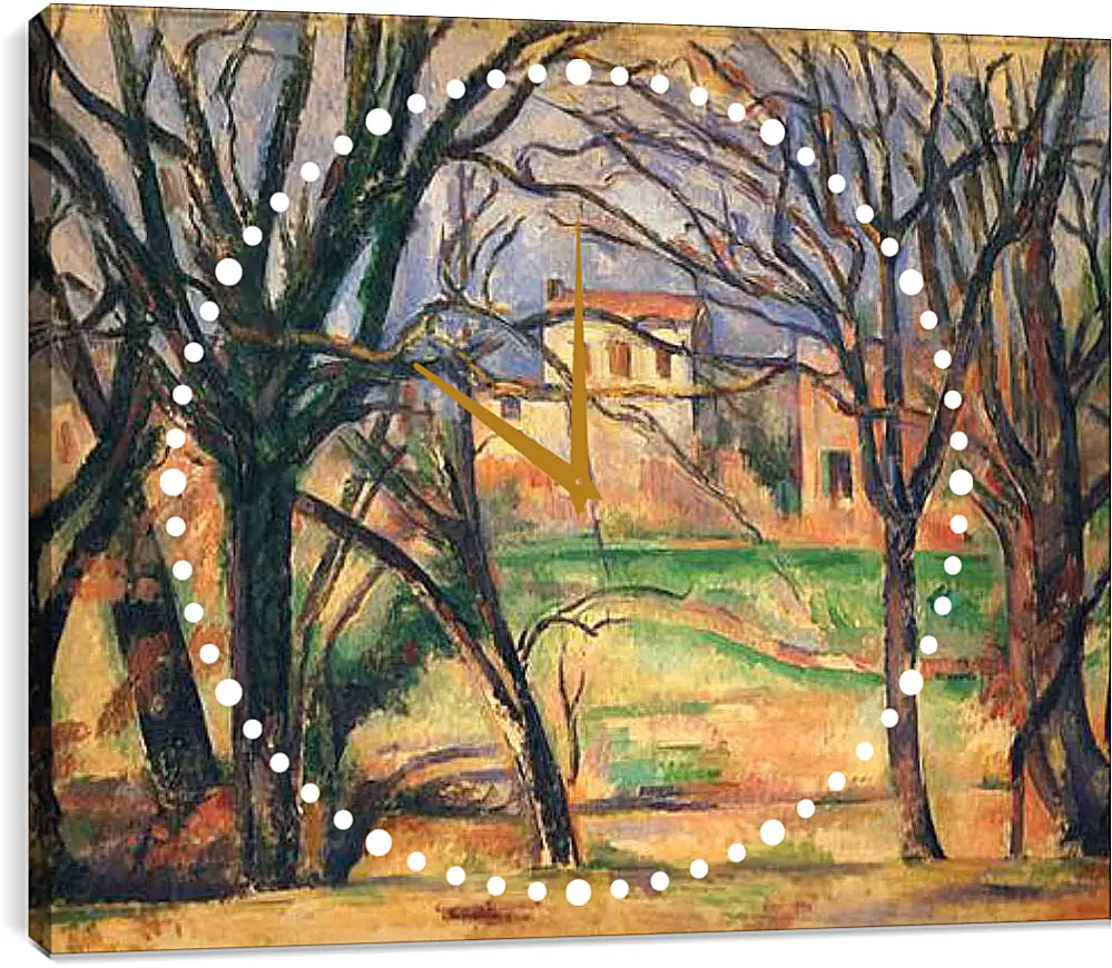 Часы картина - Arbres et Maisons (vers). Поль Сезанн