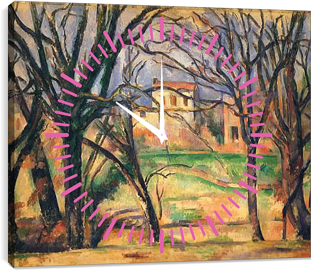 Часы картина - Arbres et Maisons (vers). Поль Сезанн