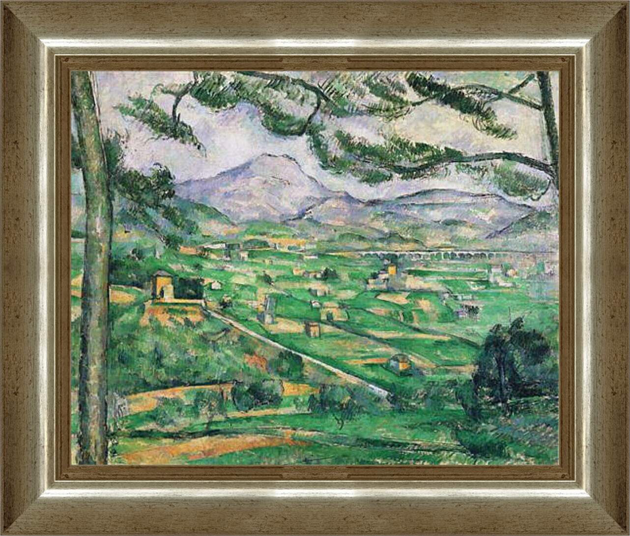 Картина в раме - La Montagne Saint-Victoire au grand Pin. Поль Сезанн