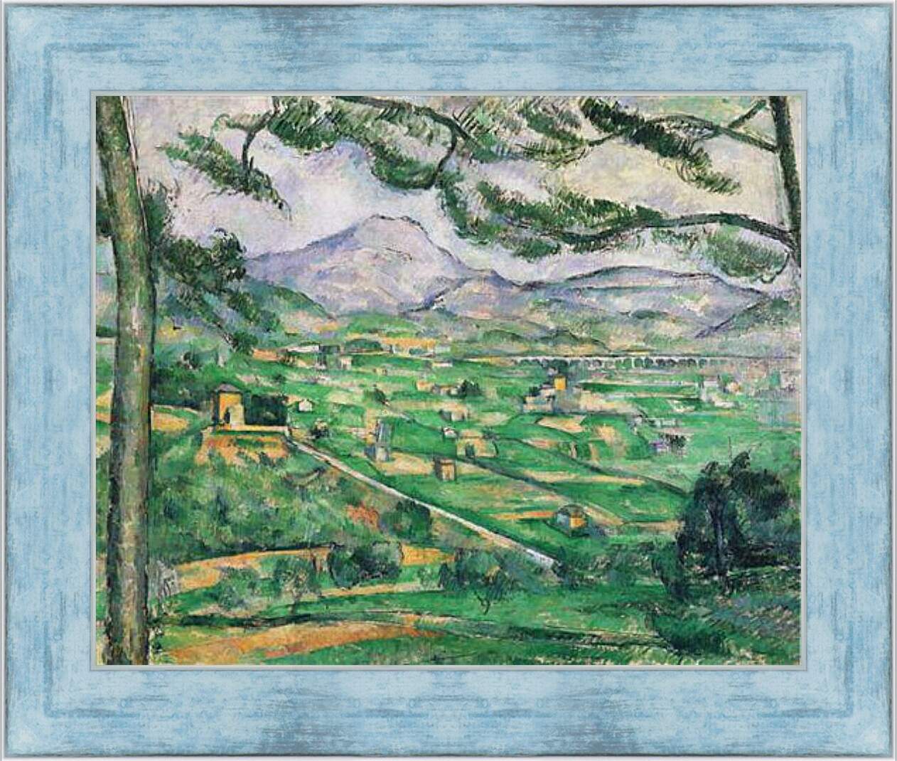 Картина в раме - La Montagne Saint-Victoire au grand Pin. Поль Сезанн