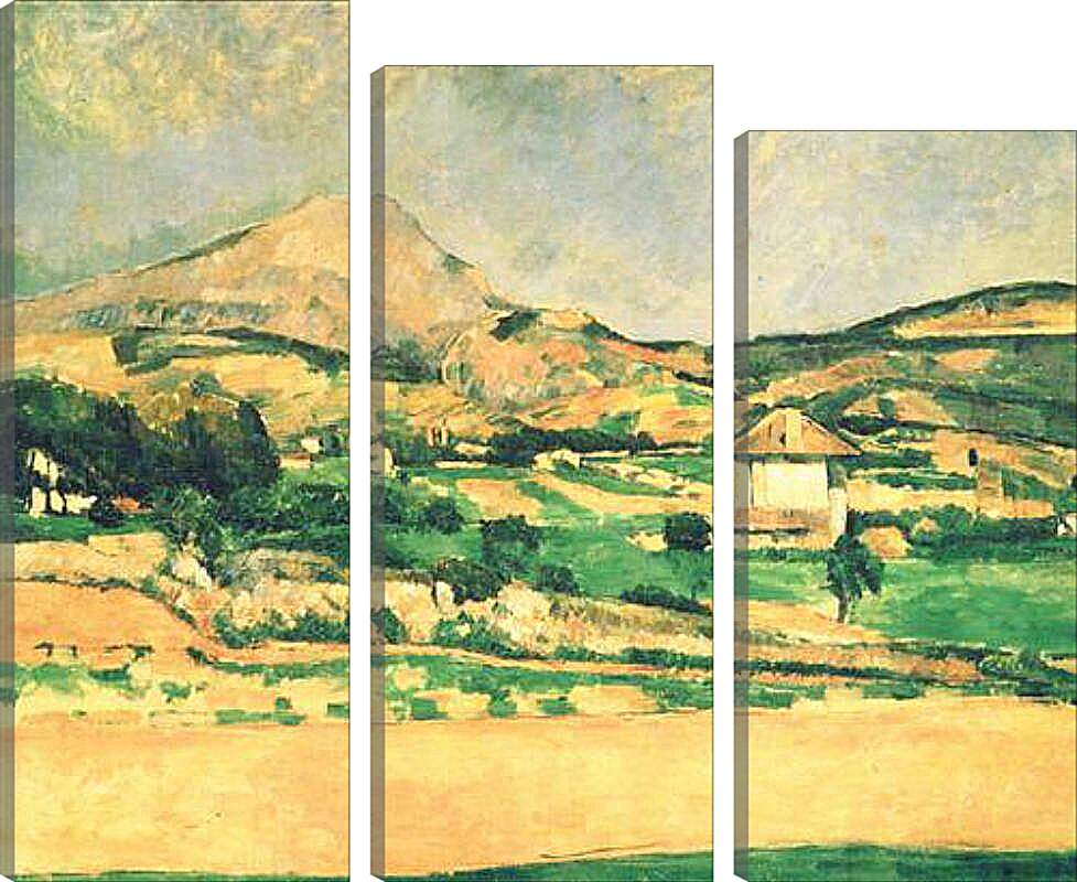 Модульная картина - Вид на гору Сент-Виктуар из рощи в Шато-Нуар. Paysage de la montagne Sainte-Victoire. Поль Сезанн