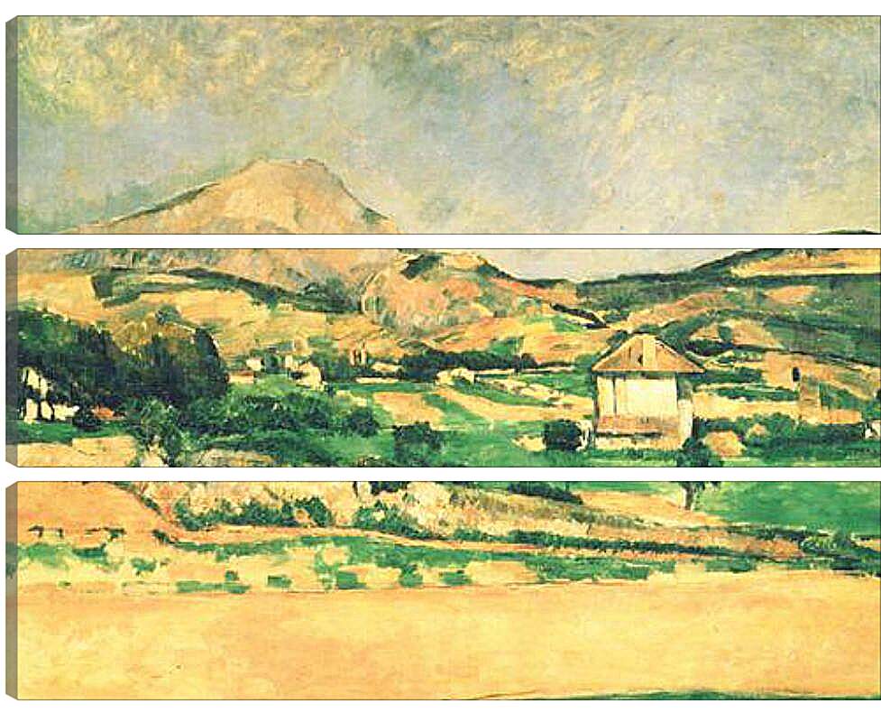 Модульная картина - Вид на гору Сент-Виктуар из рощи в Шато-Нуар. Paysage de la montagne Sainte-Victoire. Поль Сезанн