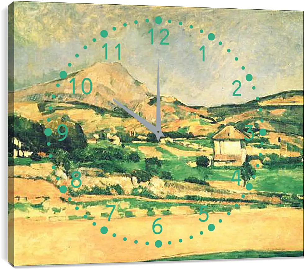 Часы картина - Вид на гору Сент-Виктуар из рощи в Шато-Нуар. Paysage de la montagne Sainte-Victoire. Поль Сезанн