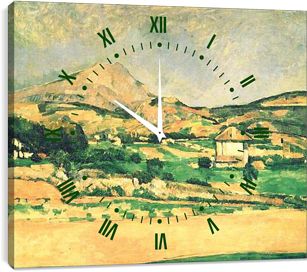 Часы картина - Вид на гору Сент-Виктуар из рощи в Шато-Нуар. Paysage de la montagne Sainte-Victoire. Поль Сезанн