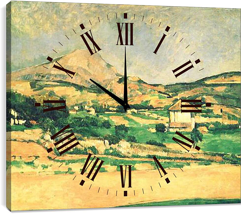 Часы картина - Вид на гору Сент-Виктуар из рощи в Шато-Нуар. Paysage de la montagne Sainte-Victoire. Поль Сезанн