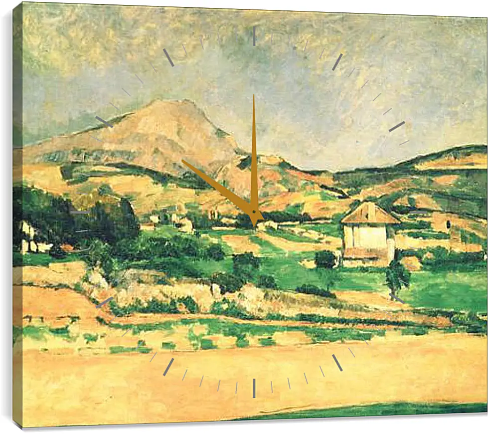 Часы картина - Вид на гору Сент-Виктуар из рощи в Шато-Нуар. Paysage de la montagne Sainte-Victoire. Поль Сезанн