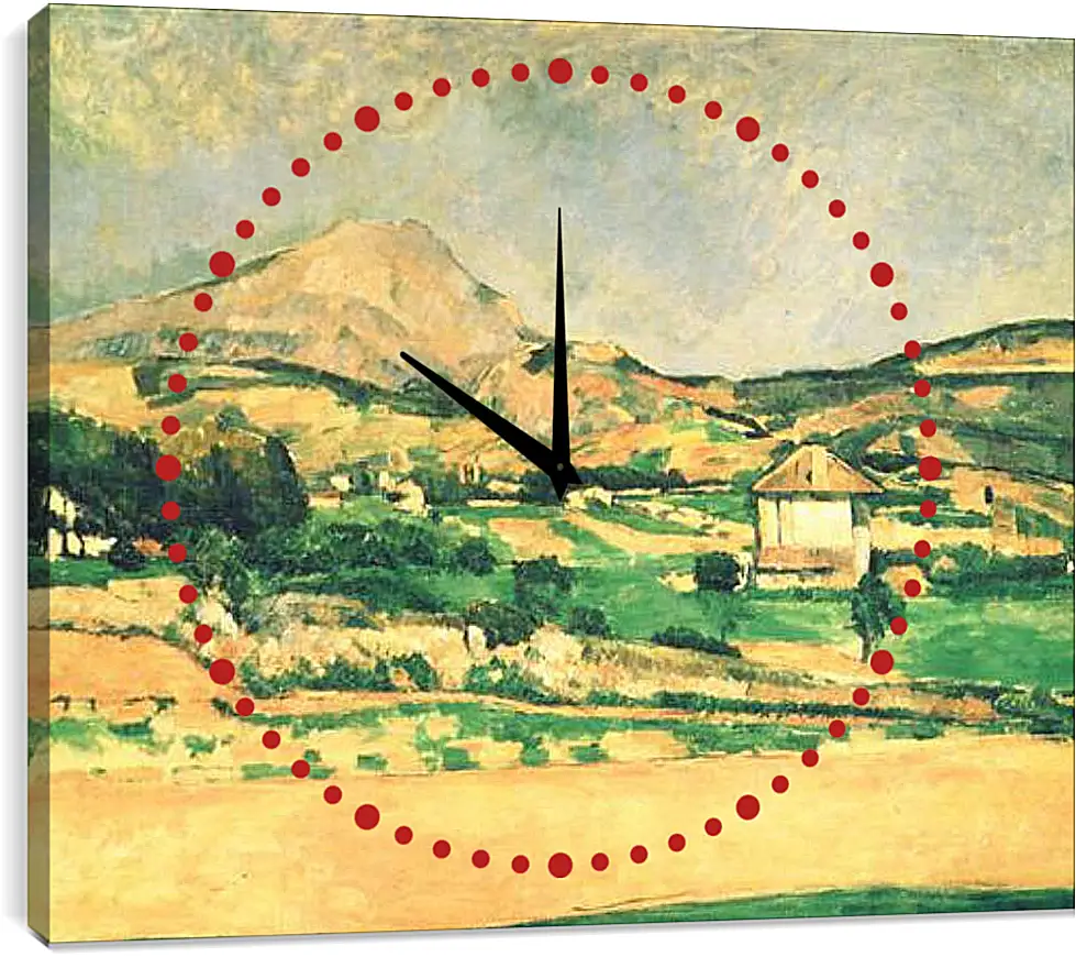 Часы картина - Вид на гору Сент-Виктуар из рощи в Шато-Нуар. Paysage de la montagne Sainte-Victoire. Поль Сезанн