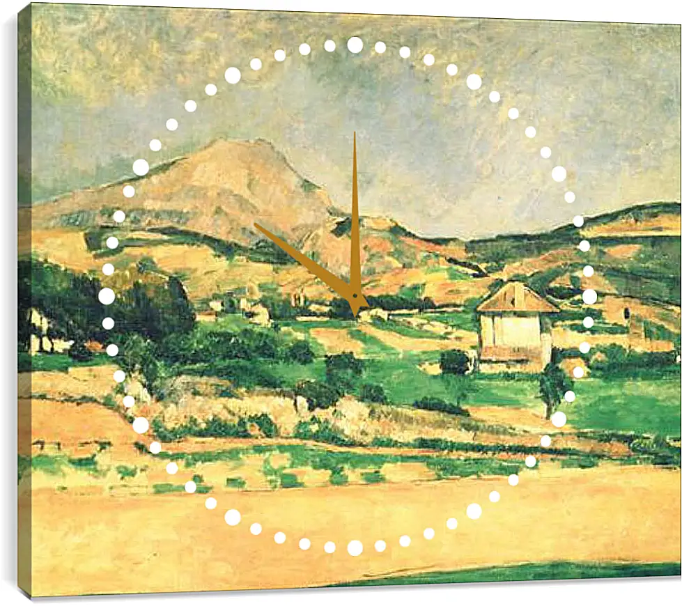 Часы картина - Вид на гору Сент-Виктуар из рощи в Шато-Нуар. Paysage de la montagne Sainte-Victoire. Поль Сезанн