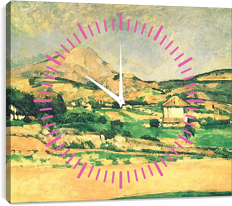 Часы картина - Вид на гору Сент-Виктуар из рощи в Шато-Нуар. Paysage de la montagne Sainte-Victoire. Поль Сезанн