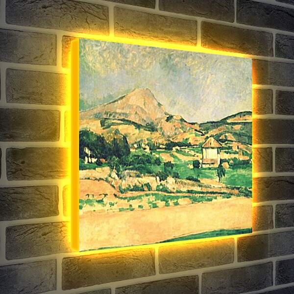 Лайтбокс световая панель - Вид на гору Сент-Виктуар из рощи в Шато-Нуар. Paysage de la montagne Sainte-Victoire. Поль Сезанн