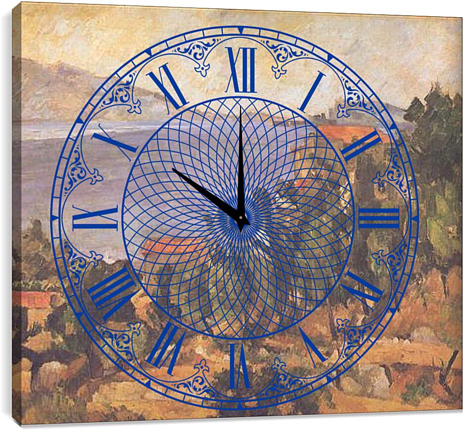 Часы картина - La montagne Marseilleveyre. Поль Сезанн