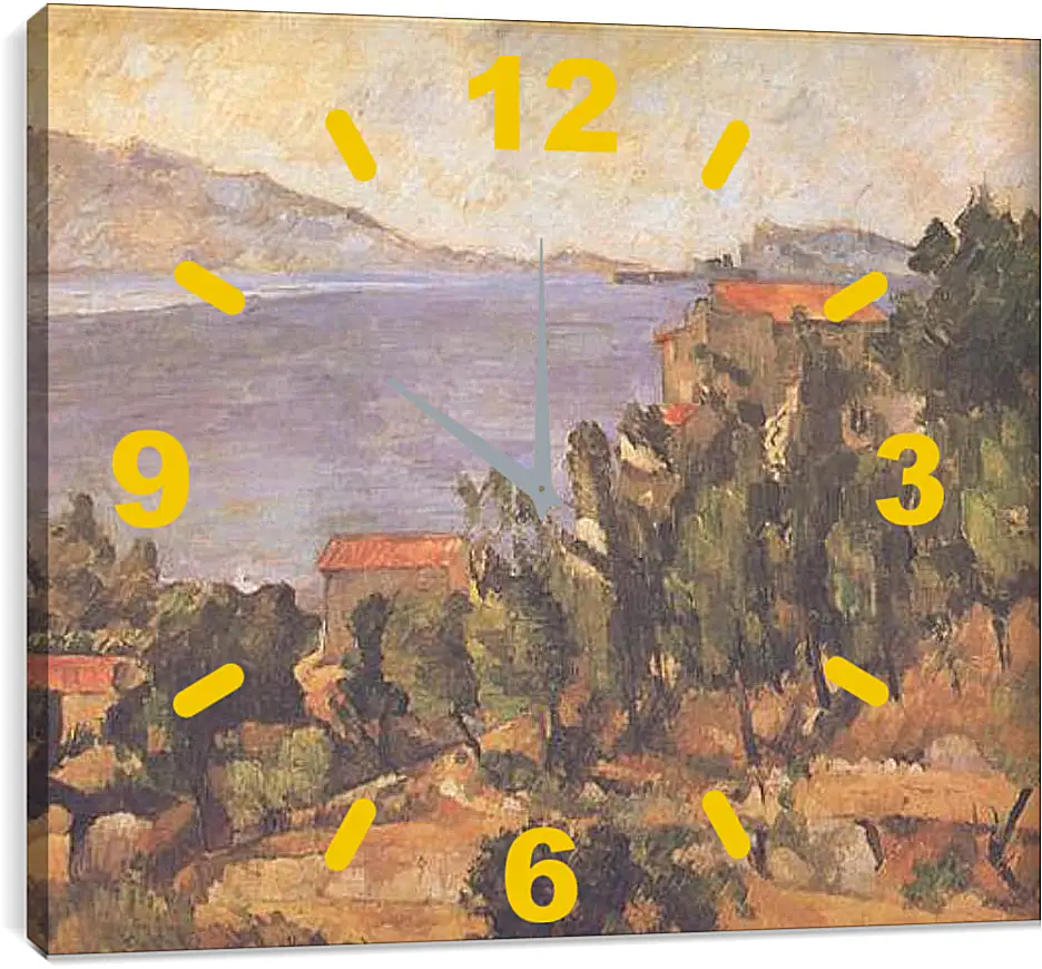 Часы картина - La montagne Marseilleveyre. Поль Сезанн