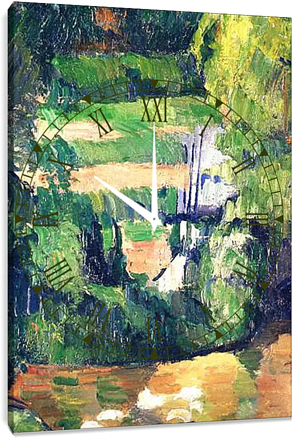 Часы картина - Moulin sur la Couleuve, pres de Pontoise Detail. Поль Сезанн