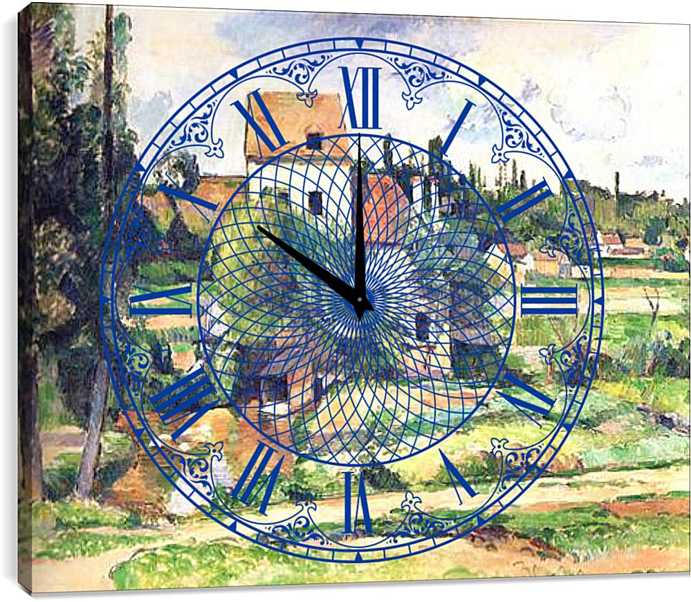 Часы картина - Moulin sur la Couleuve, pres de Pontoise. Поль Сезанн