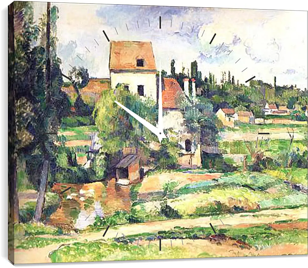 Часы картина - Moulin sur la Couleuve, pres de Pontoise. Поль Сезанн