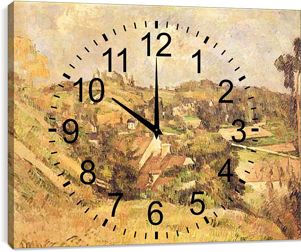 Часы картина - Auvers-sur-Oise Vu du cote du Val Harme. Поль Сезанн
