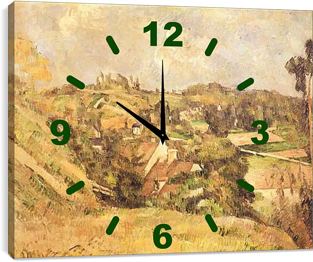 Часы картина - Auvers-sur-Oise Vu du cote du Val Harme. Поль Сезанн