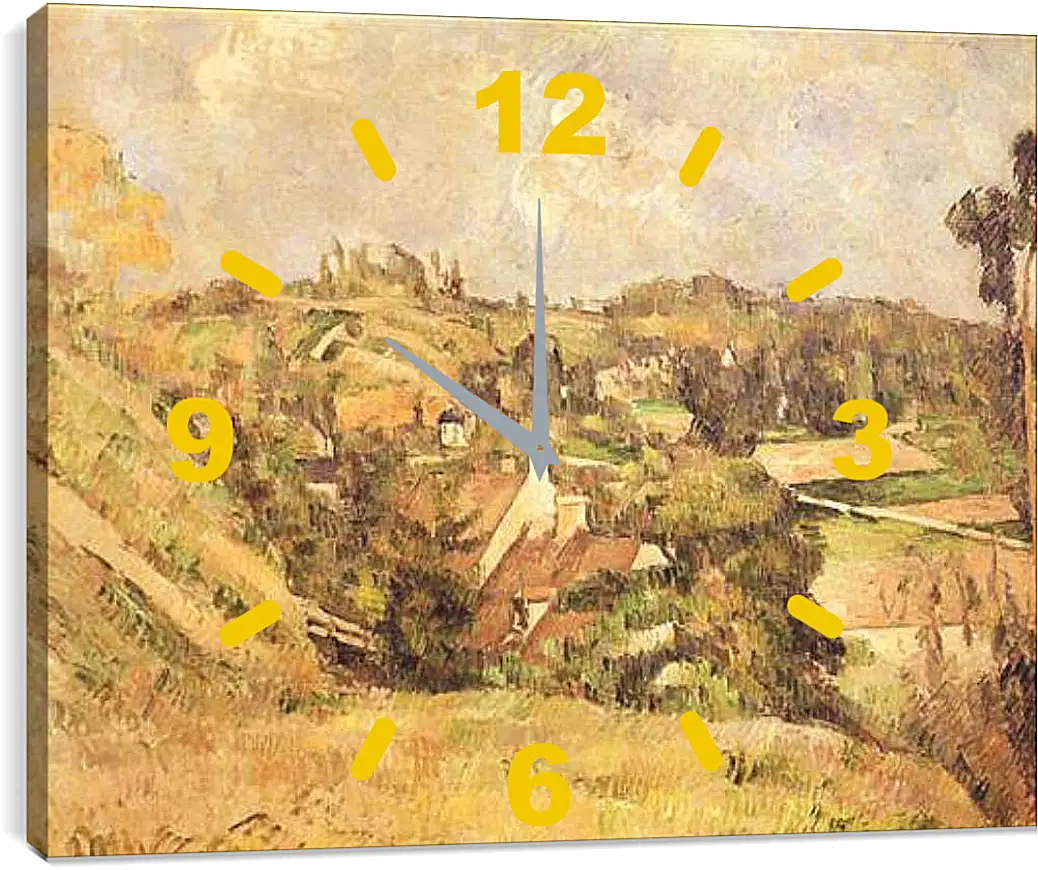 Часы картина - Auvers-sur-Oise Vu du cote du Val Harme. Поль Сезанн