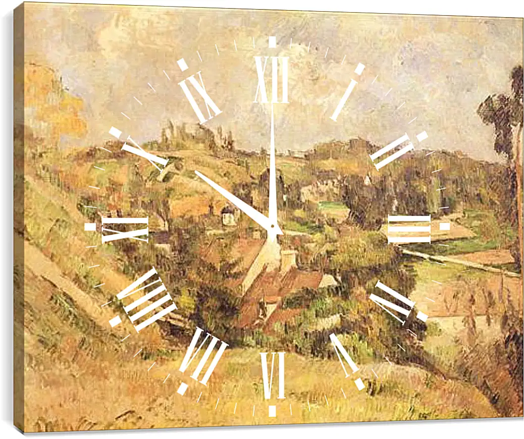 Часы картина - Auvers-sur-Oise Vu du cote du Val Harme. Поль Сезанн