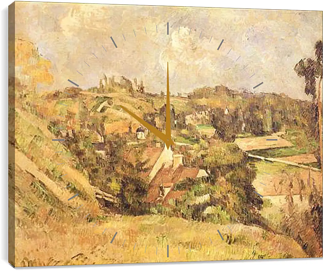 Часы картина - Auvers-sur-Oise Vu du cote du Val Harme. Поль Сезанн
