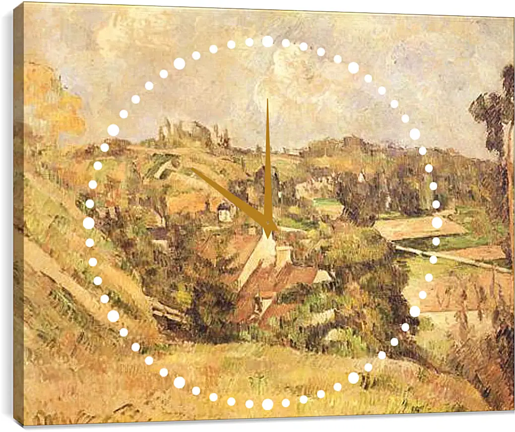 Часы картина - Auvers-sur-Oise Vu du cote du Val Harme. Поль Сезанн
