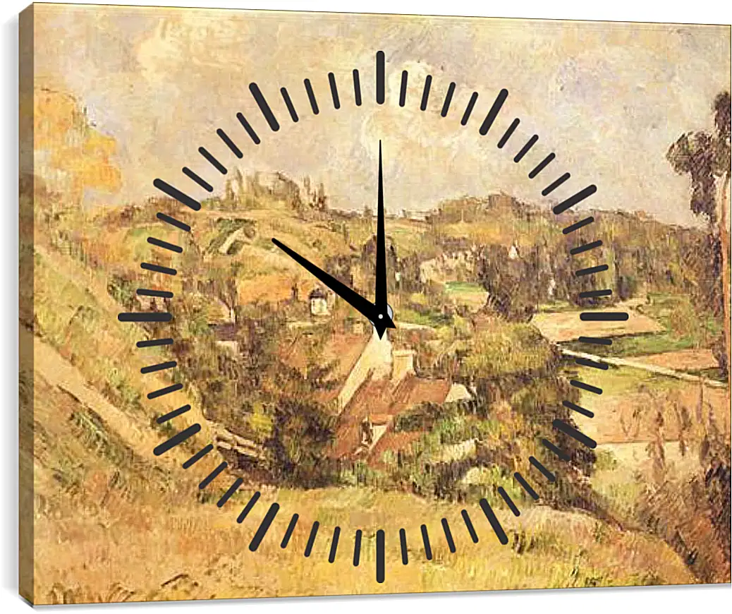 Часы картина - Auvers-sur-Oise Vu du cote du Val Harme. Поль Сезанн