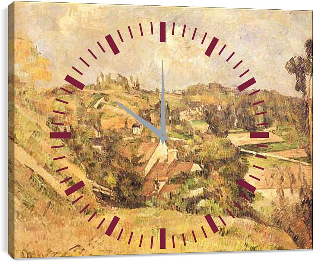 Часы картина - Auvers-sur-Oise Vu du cote du Val Harme. Поль Сезанн