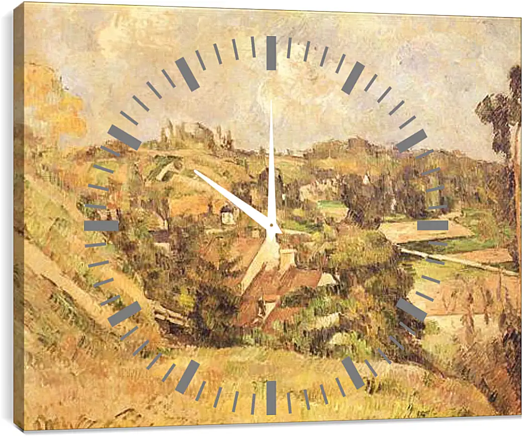Часы картина - Auvers-sur-Oise Vu du cote du Val Harme. Поль Сезанн