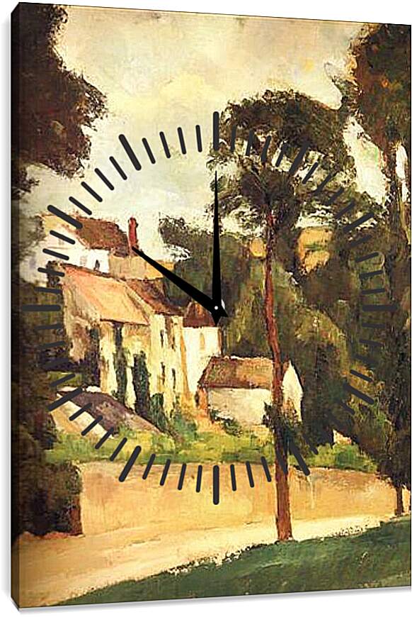 Часы картина - La Route a Pontoise, le Clos des Mathurins Detail. Поль Сезанн