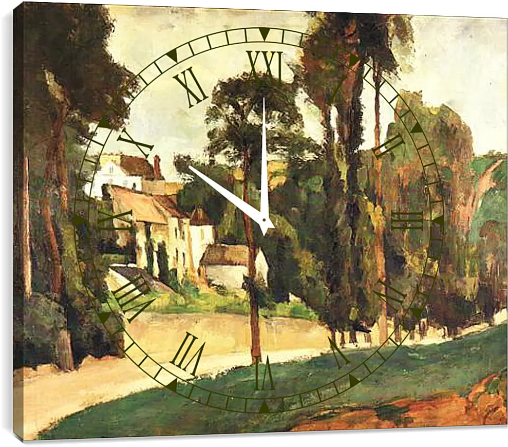 Часы картина - La Route a Pontoise, le Clos des Mathurins. Поль Сезанн