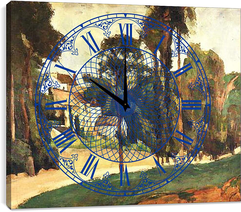 Часы картина - La Route a Pontoise, le Clos des Mathurins. Поль Сезанн