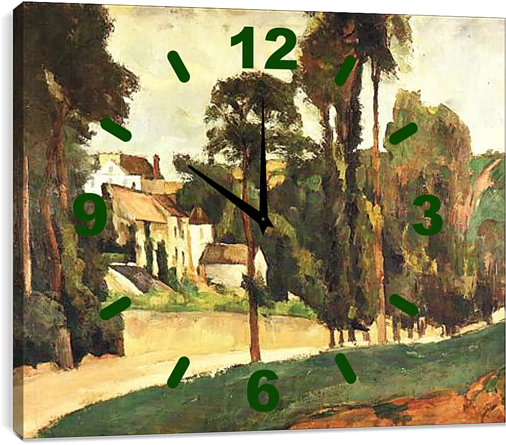 Часы картина - La Route a Pontoise, le Clos des Mathurins. Поль Сезанн
