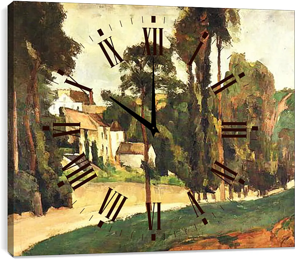 Часы картина - La Route a Pontoise, le Clos des Mathurins. Поль Сезанн