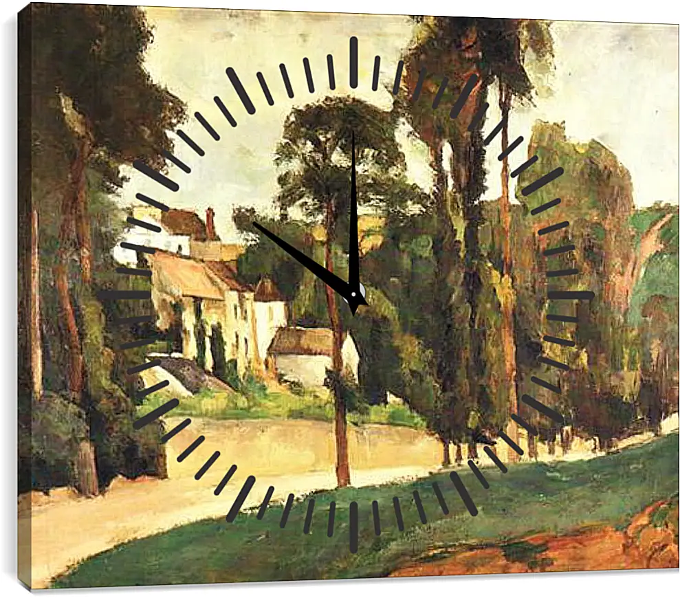 Часы картина - La Route a Pontoise, le Clos des Mathurins. Поль Сезанн