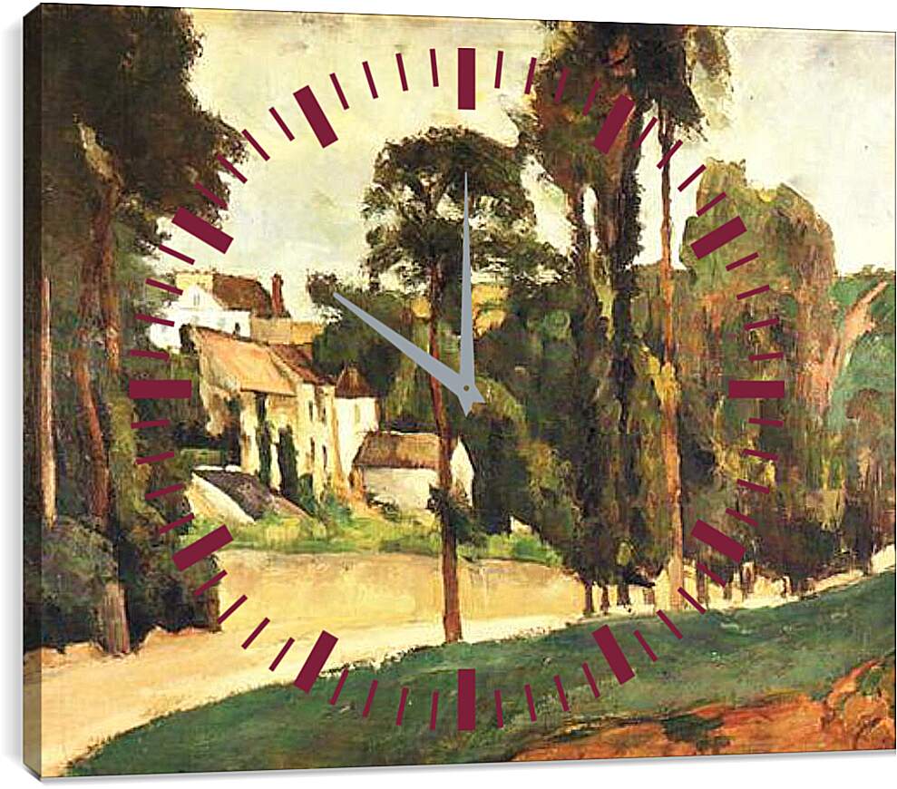 Часы картина - La Route a Pontoise, le Clos des Mathurins. Поль Сезанн