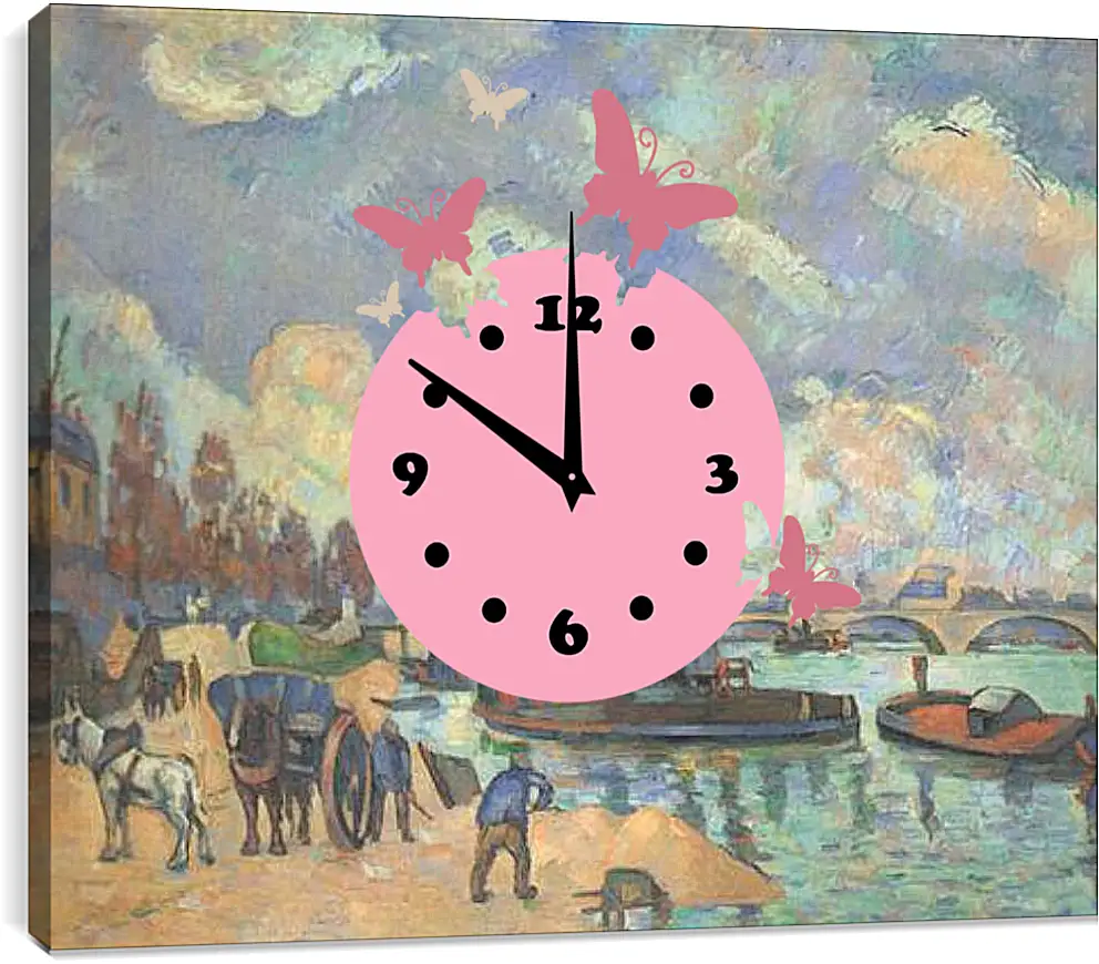 Часы картина - Les quais de Bercy. Поль Сезанн