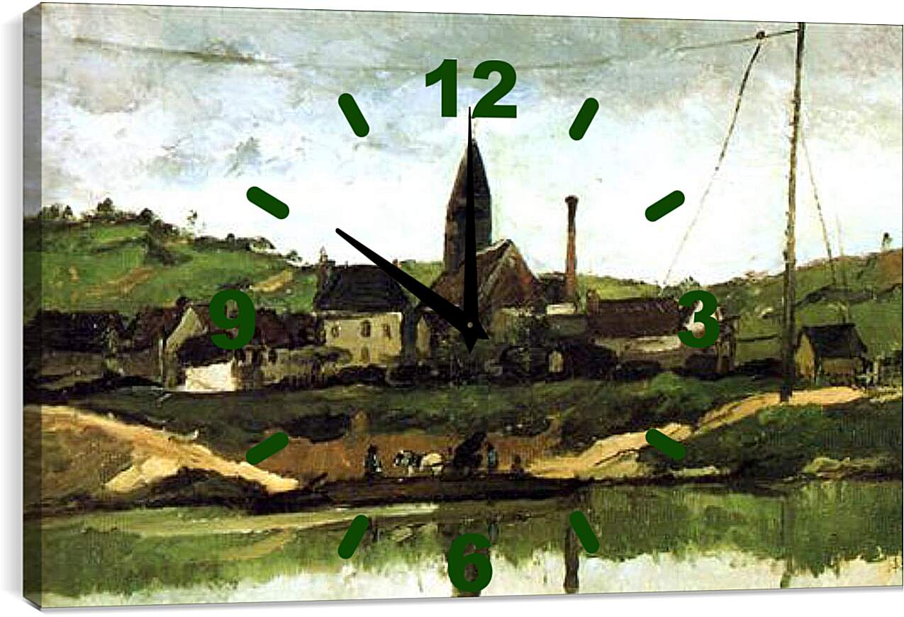 Часы картина - Vue de Bonnieres. Поль Сезанн
