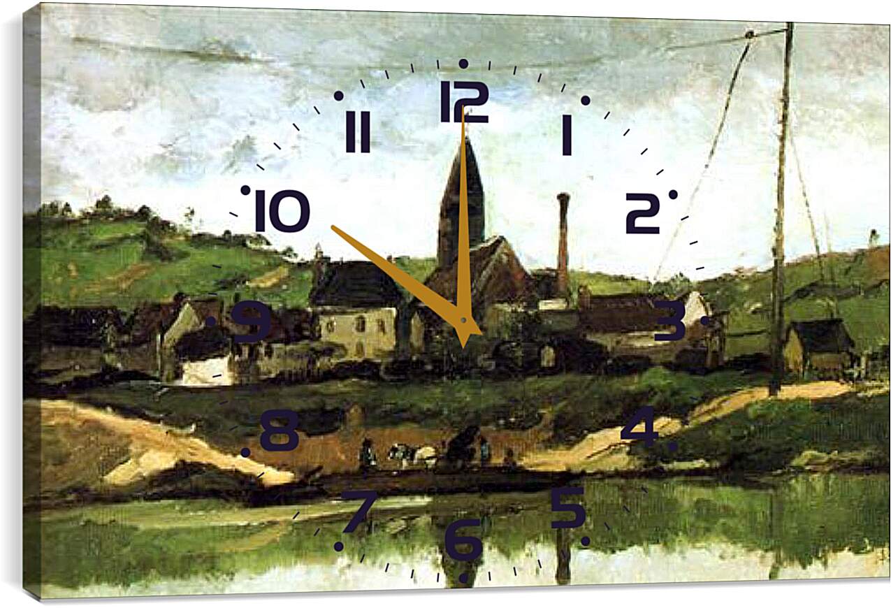 Часы картина - Vue de Bonnieres. Поль Сезанн