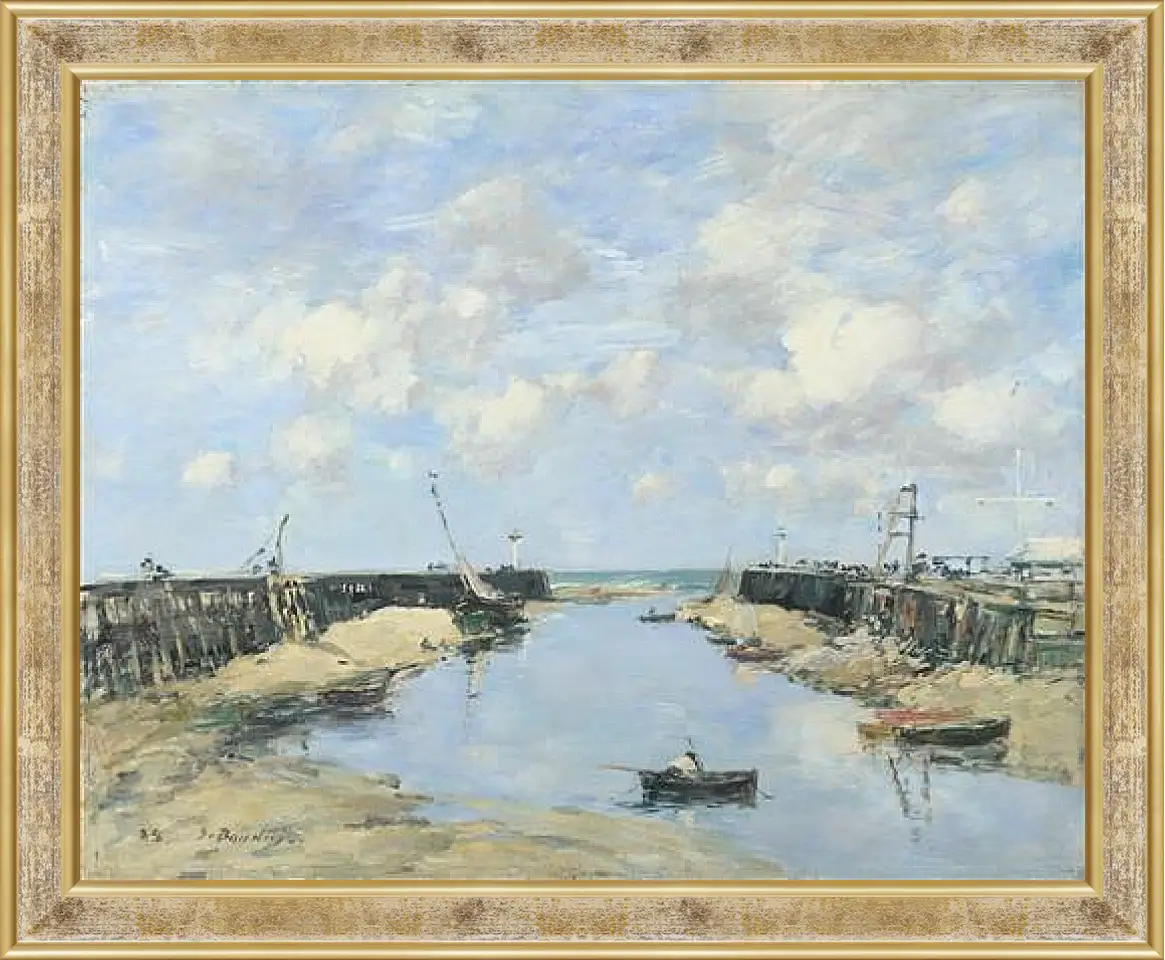 Картина в раме - The Entrance to Trouville Harbour. Эжен Буден