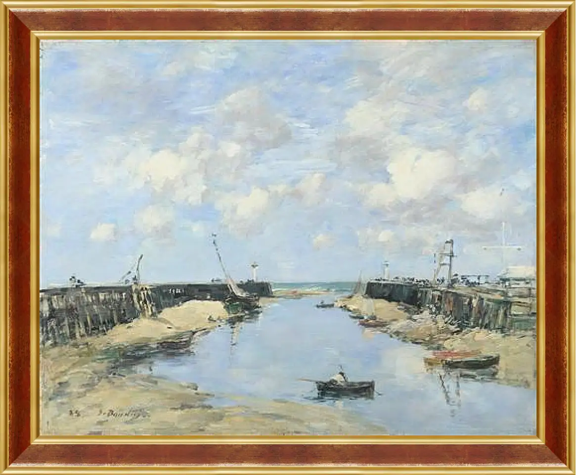 Картина в раме - The Entrance to Trouville Harbour. Эжен Буден