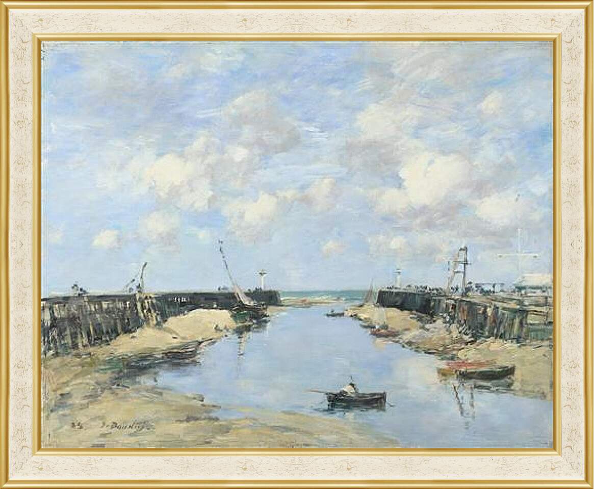 Картина в раме - The Entrance to Trouville Harbour. Эжен Буден